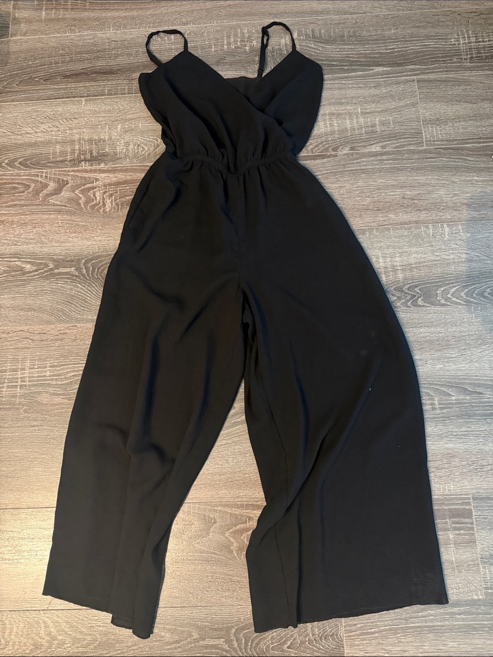 Wilfred Black Spaghetti-Strap Wide-Leg Jumpsuit